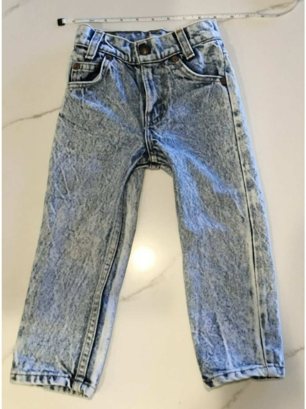 Vtg 1990s Little Levi’s Orange Tab Acid Wash Denim Jeans Size 3 Slim Made in USA